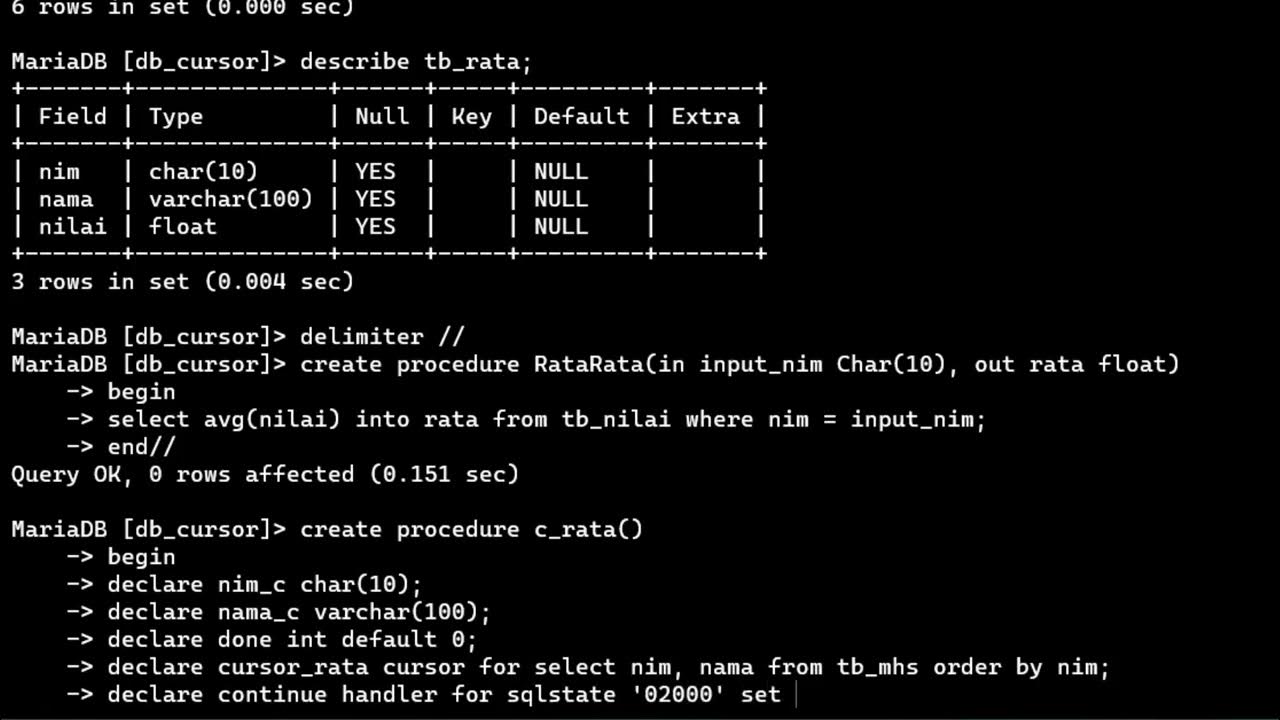 CURSOR DALAM MySQL - YouTube