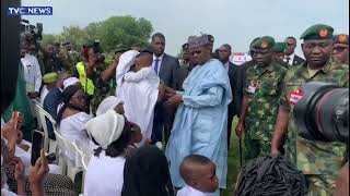 WATCH: Moment Minister Of Sate Defence Arrives Burial Of Slain Soldiers, Others