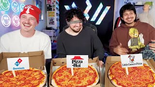 BLINDFOLDED PIZZA TASTE TEST (Pizza Hut vs Domino's vs Papa Johns vs Lil Ceasar's vs COSTCO)