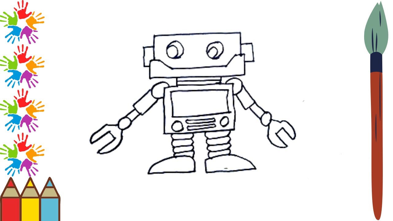 Robot | robot drawing and painting | robot coloring | colorful robot | red color | green color