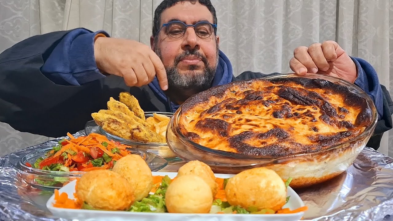 الاكيل تحدي صينية أرز معمر وبيض مدحرج وبطاطس وكفتة بانية لحم 🍖 جاموسي صلطة قشطة سمن بلدي وقشطة بلدي