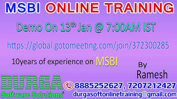 MSBI Online  Training By Ramesh Demo  On 13th Jan @ 7:00AM IST