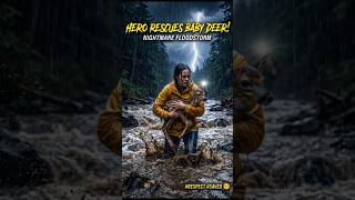 Baby Deer Rescue in Dangerous Storm | Heavy Rain Camping Rescue Story 🌧️🦌