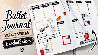 Baseball-Themed Bullet Journal Weekly Spread | Archer & Olive Journal
