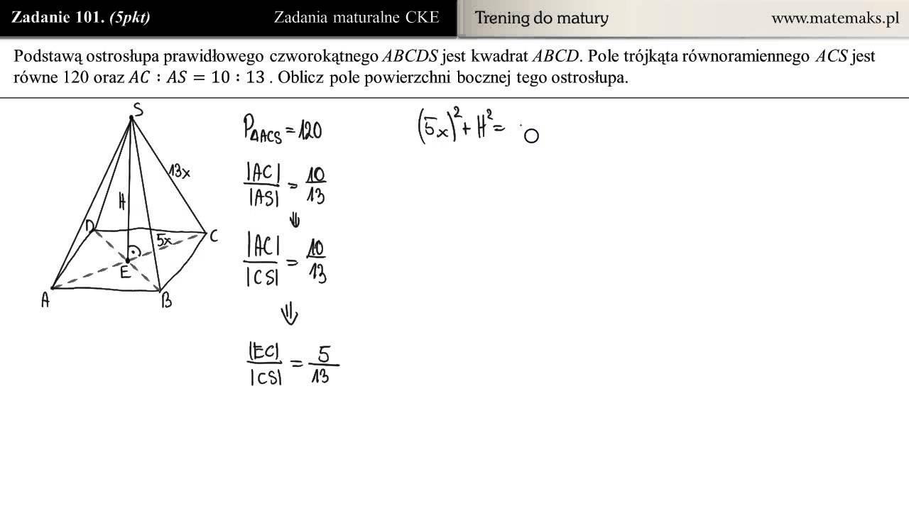 [Zad 101] Zadanie maturalne za 5 pkt ze stereometrii - krok po kroku