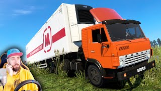 УЛЕТЕЛ С ДОРОГИ - СУРОВАЯ РОССИЯ - Euro Truck Simulator 2 + РУЛЬ