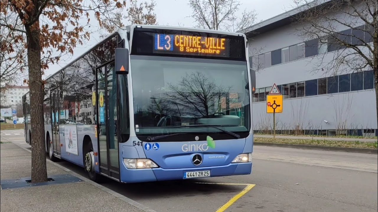 Roadmovie bus Mercedes citaro G sur la ligne L3 de Ginko Besançon - YouTube