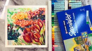 Oil Pastels : Flowers 💐 using Cray-Pas Specialist 50 [ Sketch to Finish ]
