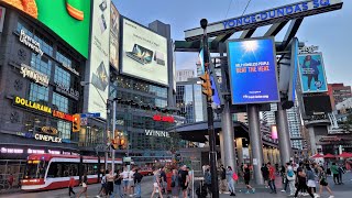 [4K] 🇨🇦 Friday Night Yonge-Dundas Square Downtown Toronto Walking Tour | Eaton Centre Ontario Canada