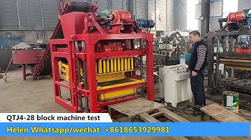 QTJ4-28 semi automatic concrete block making machine test