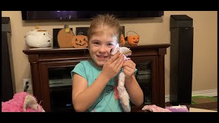 Hailey opens and plays with a Pixie Belle