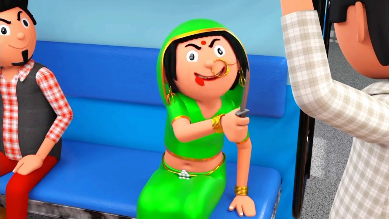 Train per Ho Gaya jhagada aurat Ne dikhai Chaku comedy video cartoon 😂🤣 
