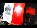 3 color channels landscape abstract painting techniques, painting   black, red, and white trees