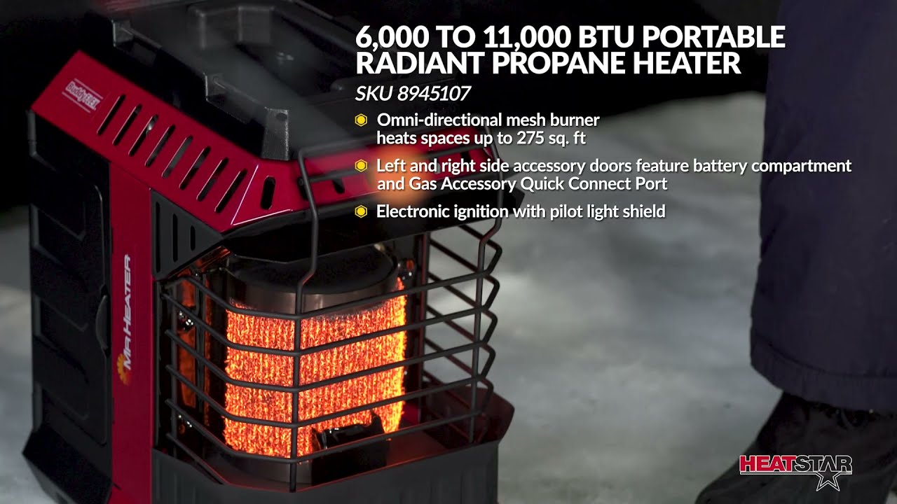 8945107 Heatstar 6,000 to 11,000 BTU Portable Radiant Propane Heater -  YouTube