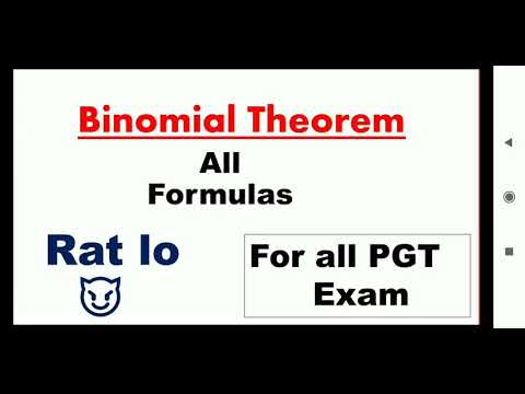 Formulas chart - binomial theorem