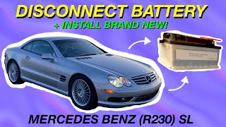 HOW TO: Disconnect & Replace BATTERY on Mercedes SL55 SL500 SL350 SL550 SL600 SL65 (R230)