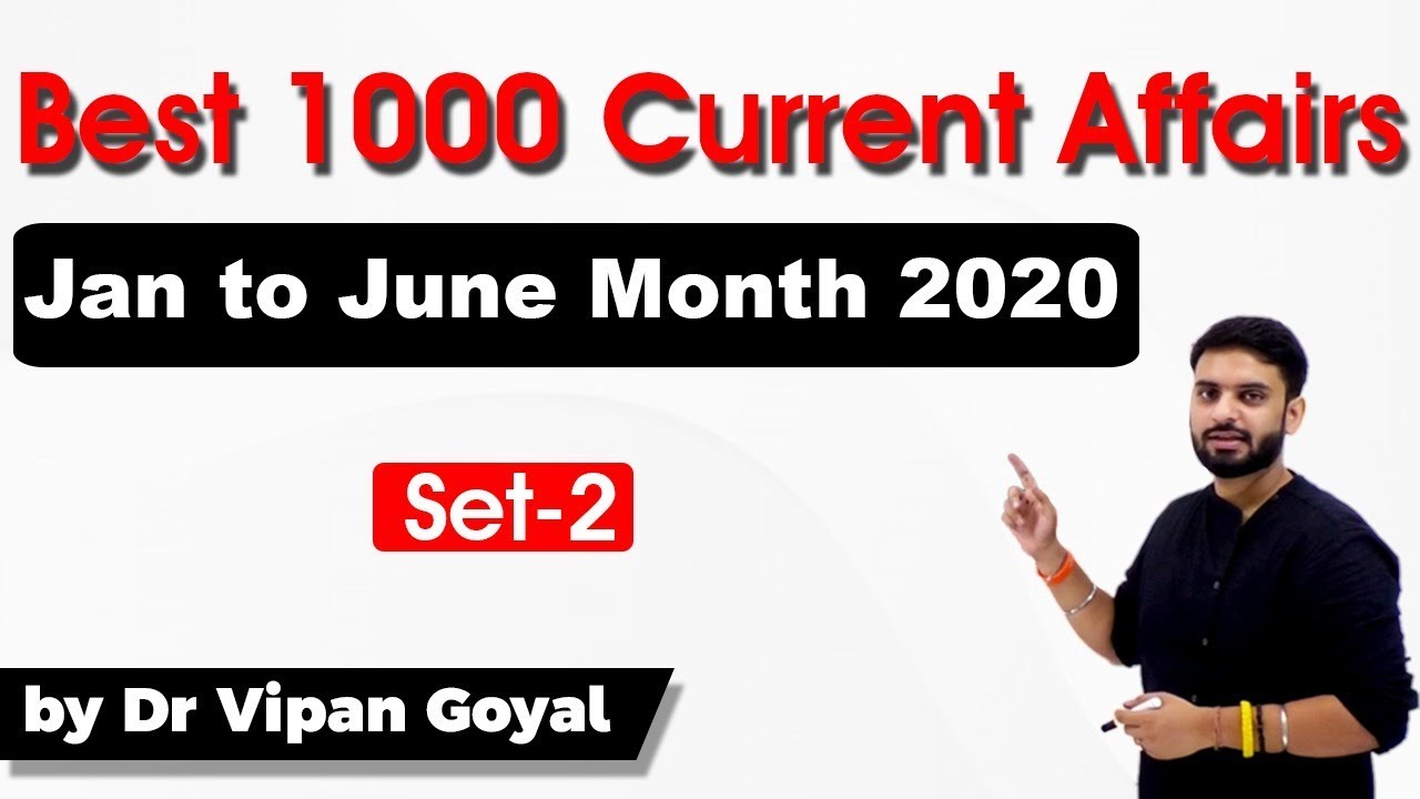 1000 Best Current Affairs of last 6 months in Hindi Set 2 - January to June 2020 by Dr Vipan Goyal