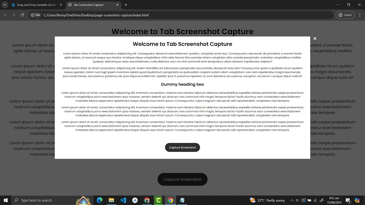 Tab Screenshot Capture Using HTML, CSS and JavaScript with Source Code ...