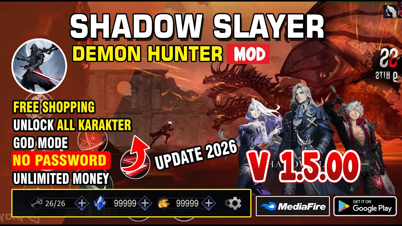 Update!! Shadow Slayer Demon Hunter Mod Apk Terbaru v1.2.49 - Unlock All Character NO PASSWORD