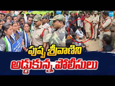 పుష్ప శ్రీవాణిని అడ్డుకున్న పోలీసులు | YSRCP Rally | Mega DSC | Nara Lokesh | Sakshi TV - SAKSHITV