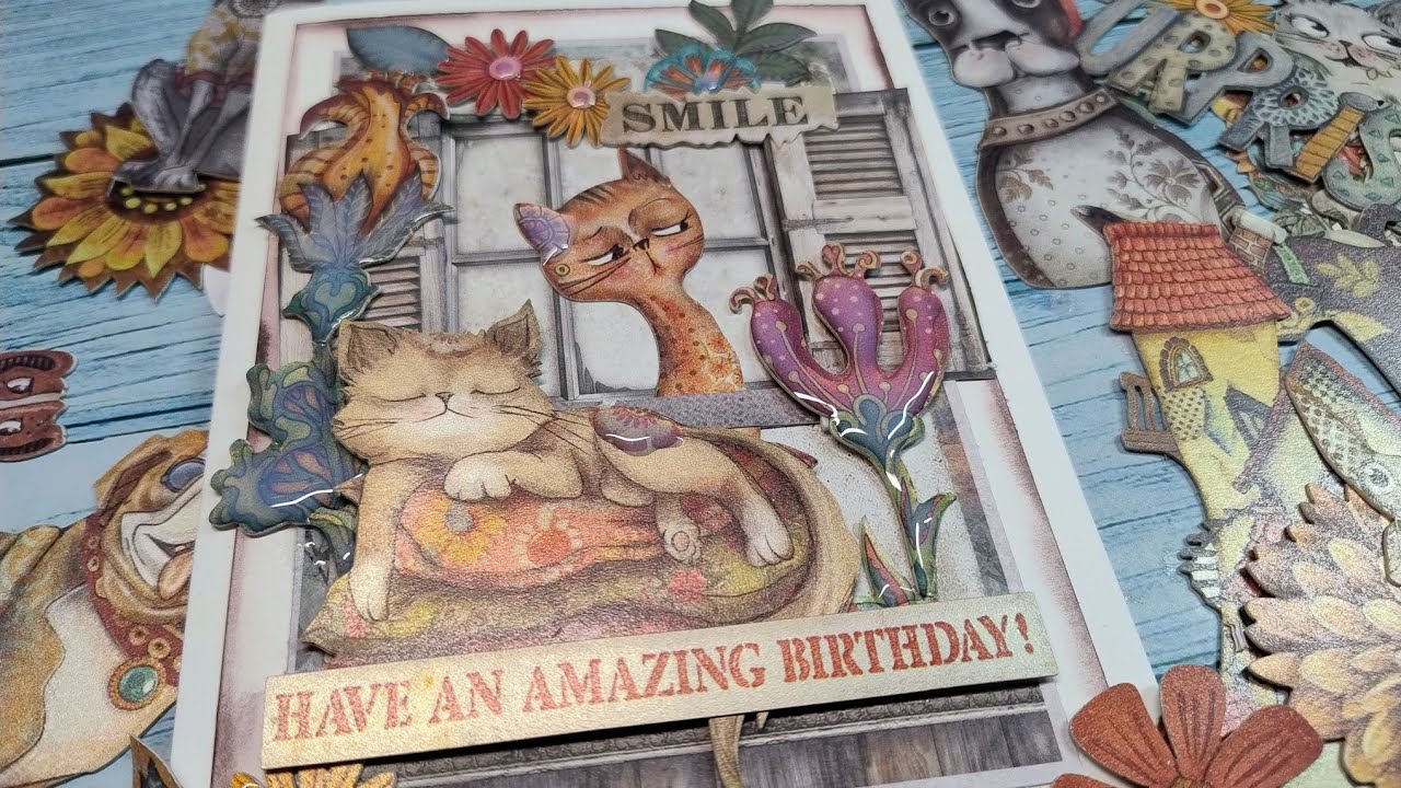 Furry Friends Birthday Card for a Crafty Friend #stamperia 