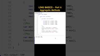 “LINQ Aggregation Methods in 50 Sec 🔥#csharp #linq #dotnet #coding #interview #developer #shorts