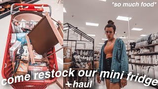 Restocking our mini fridge! + haul *come restock our mini fridge with us*  | natalia & ella |