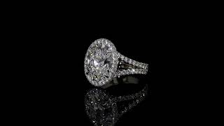 Oval Lab Diamond Halo Engagement Ring with Split Shank, Pave' Band - Nathan Alan Jewelers