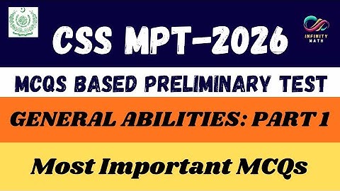 CSS MPT-2026 | MCQs based Preliminary Test | FPSC | General Abilities| Part 1