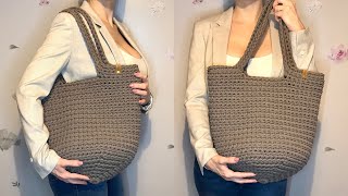 Beginner Friendly, Easy Crochet Tote Bag, How to Crochet, Big Shopping Bag, Step by Step by Made by Lunda 95,772 views 1 year ago 30 minutes