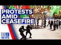 Palestinian protestors clash with police outside Al-Aqsa Mosque | 9 News Australia