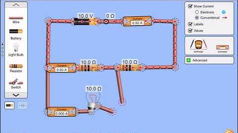 potential divider with light bulb PhET simulation