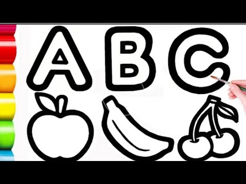 How to draw basic alphabets and fruits for children| drawing Basic Alphabets for kids|drawing fruits