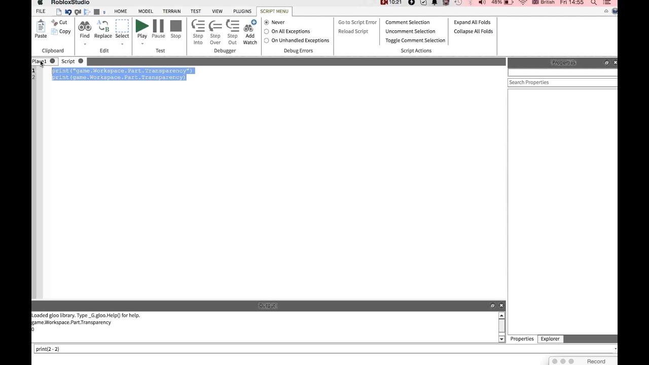 Roblox Scripting Tutorial 2: Printing, Variables, Maths and Wait ...