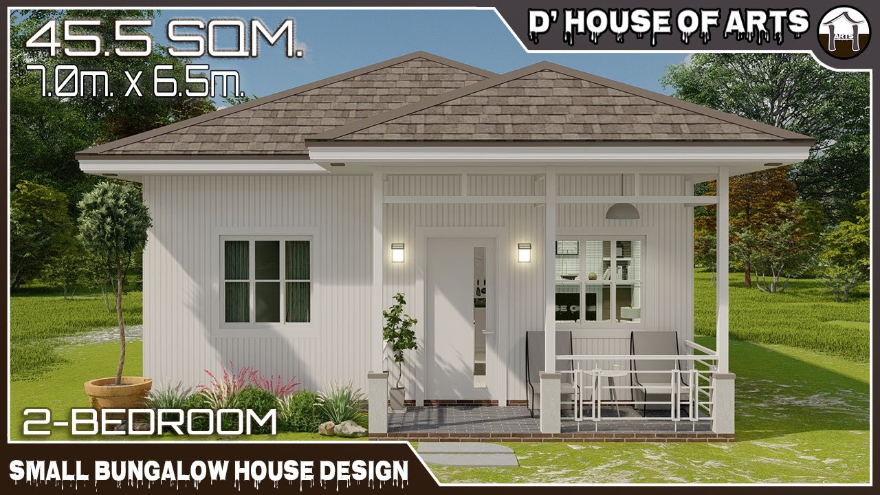 2 BEDROOMS | 45.5 SQM. (7.0m x 6.5m) | Small Bungalow House Design | Simple House Design Idea