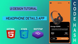 UI Design Tutorial - Headphone Details App UI | HTML CSS BOOTSTRAP