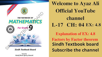 |Factors by Factor theorem| |Exercise 4.8||Q 1 All Parts| | 9th Class Math
