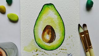 How to paint an Avocado?/ Avocado painting in watercolor/ watercolor painting tutorial/food painting