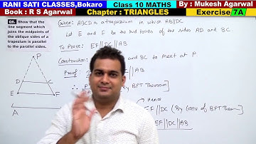 Class 10 Maths (Ex 7A Q6) Chapter : TRIANGLES  (RS Agarwal 2019)