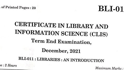 BLI 011 previous year question paper december 2021 | bli 011 libraries an introduction PYQ | CLIS 