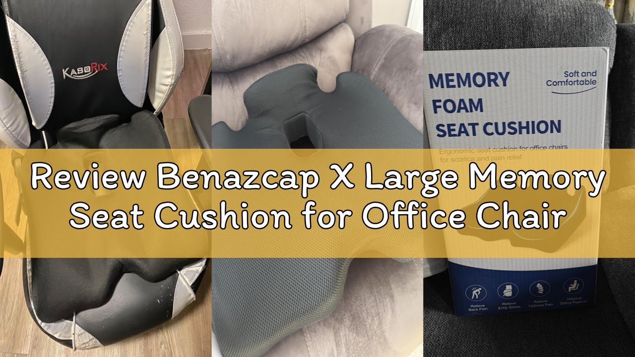 Review Benazcap X Large Memory Seat Cushion for Office Chair Pressure Relief Sciatica & Tailbone Pai