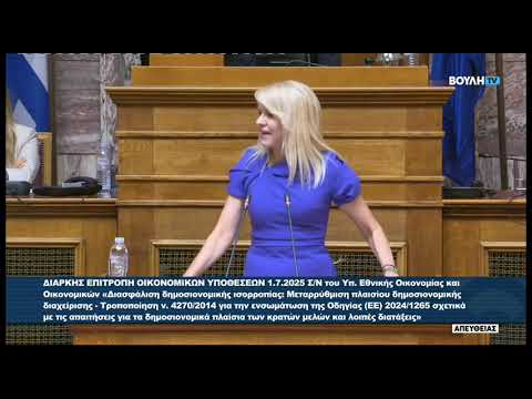 2025-07-01 Θ. Τζάκρη – ΣΝ Οικονομίας Επ οικονομικών υποθέσεων Διασφάλιση δημοσιονομικης ισσοροπιας – Video
