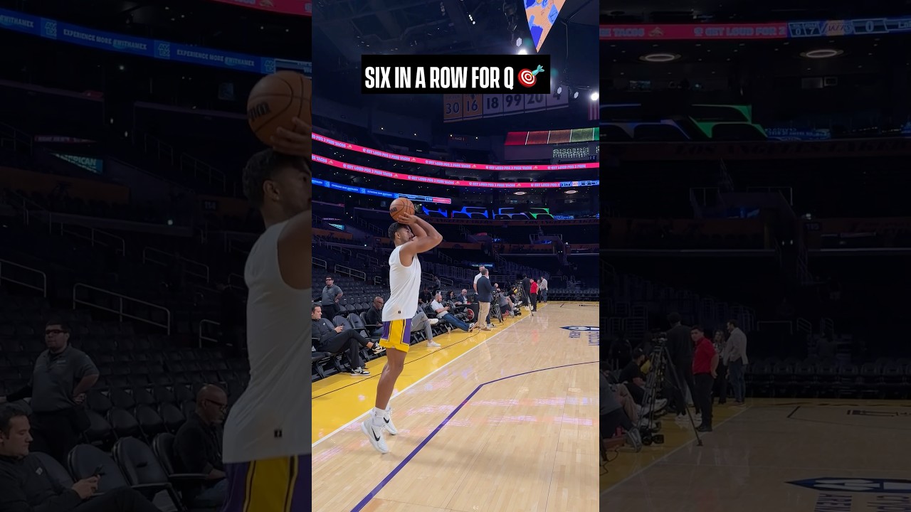 Quentin’s putting in work pregame 💪 #lakers