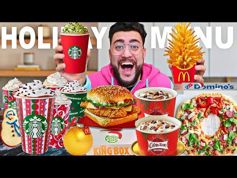 Trying Secret Menu HOLIDAY Fast Food Items! (Starbucks, McDonald's, BurgerKing...)