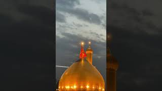 الرايه الحمراء ترفرف فوق قبة الإمام الحسين في كربلاء المقدسة
