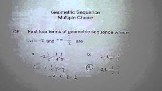 Geometric Sequence First 4 Terms Q5 MCR3U Test