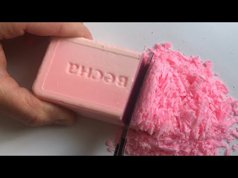 ASMR cutting dry soap on the table