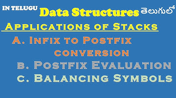 Stack Applications in Telugu || Data Structures in Telugu || Infix to postfix conversion |Evaluation