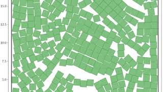 2D silo discharge of granular material of square shape