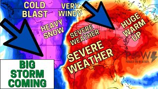 A Big Storm Coming! Very Windy, Severe Weather & Burst of SNOW With Huge Temp Swings! POW Weather